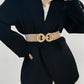 Women's Geometric Buckle Elastic Wide Belt