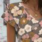 Floral V-Neck Cap Sleeve T-Shirt