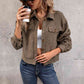 Houndstooth Collared Neck Button Up Jacket