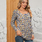 Printed Square Neck Long Sleeve Blouse
