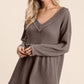 BiBi Waffle Knit V-Neck Babydoll Blouse - Brand BiBi