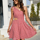 Women's Grid One-Shoulder Tied Cutout Dress