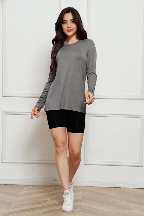Basic Bae Full Size Round Neck Long Sleeve Top *