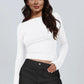 AuroraBlissX Backless Round Neck Long Sleeve Blouse