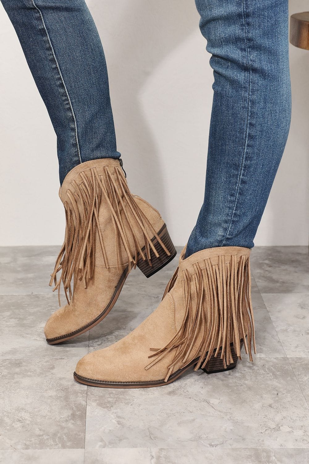 Legend Women's Fringe Cowboy Western Tan Ankle Boots *