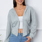 Heather Gray Ruched Half Zip Hooded Jacket