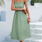 Decorative Button Spaghetti Strap Midi Dress