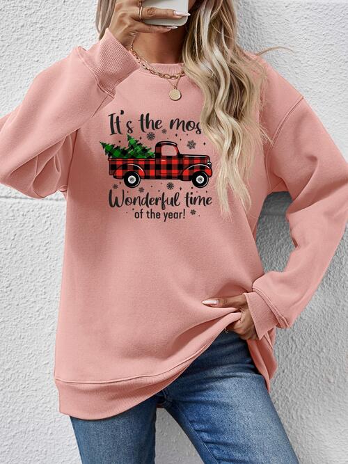 CHRISTMAS THEMED Graphic Round Neck Long Sleeve Sweatshirt