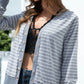 Striped Snap Down Long Sleeve Cardigan