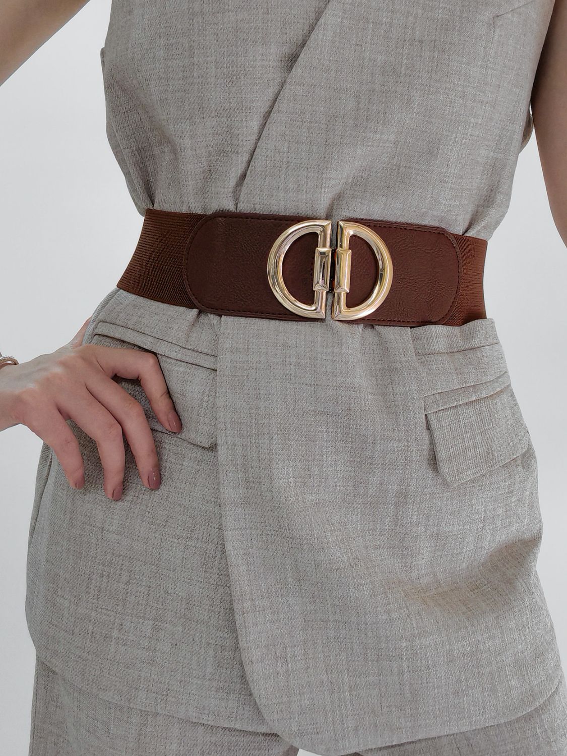 Women's D Buckle Elastic Belt