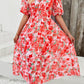 Larissa Bea Smocked Printed V-Neck Short Sleeve Dress