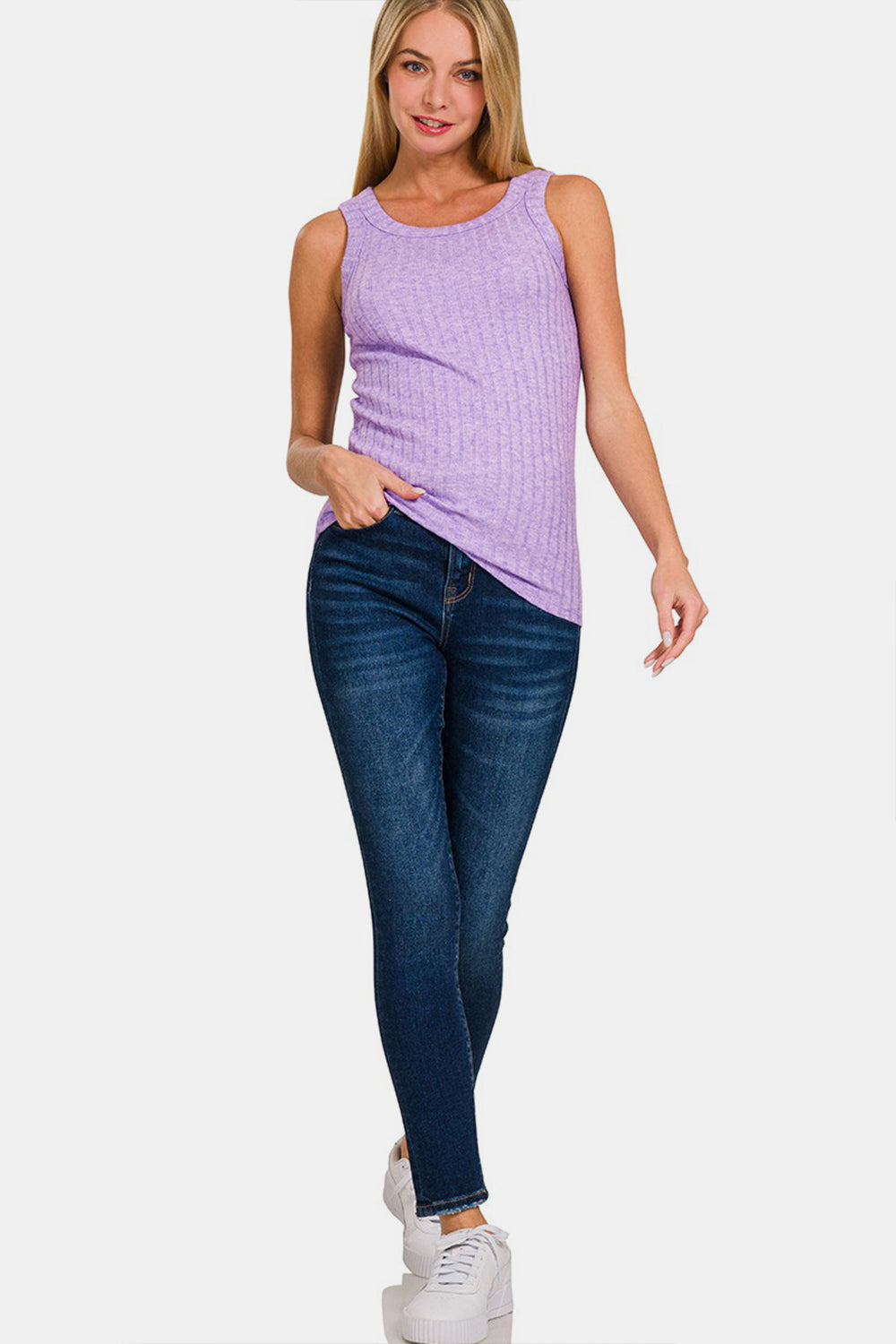 Zenana Ribbed Round Neck Tank *