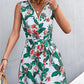 Women's Printed Zip Detail Belted Sleeveless Dress