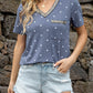 Glitter V-Neck Short Sleeve Tee Shirt