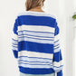 ZELDAlea Striped V-Neck Dropped Shoulder Sweater