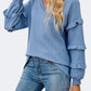 Ruffled V-Neck Long Sleeve T-Shirt