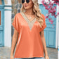 Full Size V-Neck Cuffed Blouse