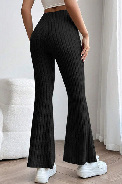Basic Bae Full Size Ribbed High Waist Flare Pants *