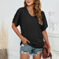 Full Size V-Neck Side Ruched Tee