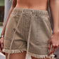 Full Size Drawstring Raw Hem Denim Shorts