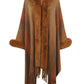 One Size Color Block Fringe Detail Poncho