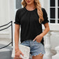 Round Neck Flounce Sleeve T-Shirt