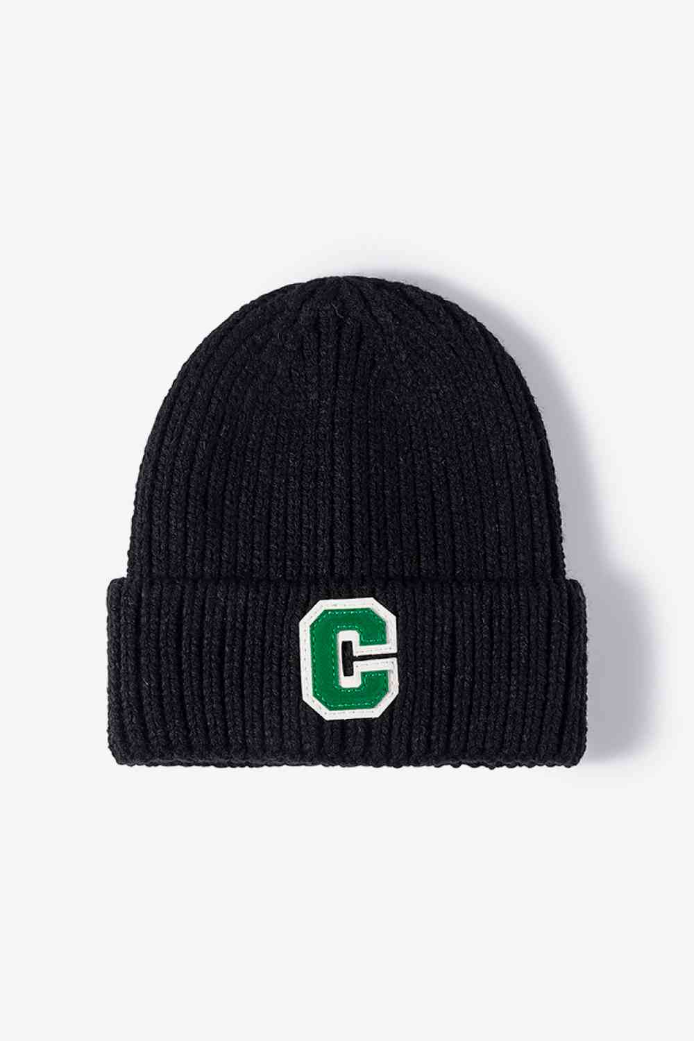 CHIC HATZ Letter C Patch Cuffed Beanie