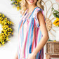 Multicolored Stripe Flutter Sleeve Blouse