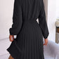 Women's Obsessed Tie Neck Balloon Sleeve Pleated Dress