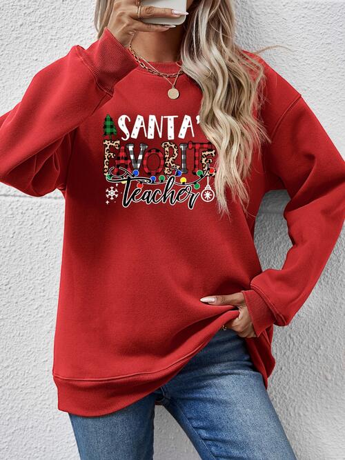 Christmas Themed Letter Graphic Sweatshirt