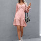 Frill V-Neck Flounce Sleeve Ruffle Hem Dress