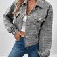 Houndstooth Collared Neck Button Up Jacket