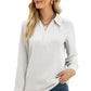 Full Size Swiss Dot Johnny Collar Blouse