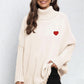 Turtle Neck Long Sleeve Ribbed Sweater