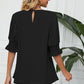 Frill Round Neck Lantern Sleeve T-Shirt