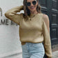 KnittedEmporium Cold-Shoulder Round Neck Sweater