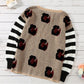 Women's Eden Full Size Striped Sleeve Leopard Print Knitted Sweater