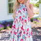 Floral Mock Neck Sleeveless Tiered Dress