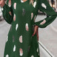 Feather Print V-Neck Dress