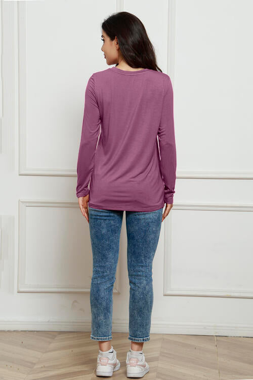 Basic Bae Full Size Round Neck Long Sleeve Top *