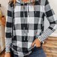 Plaid Drawstring Long Sleeve Hoodie