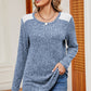 Eyelet Ribbed Round Neck Long Sleeve T-Shirt