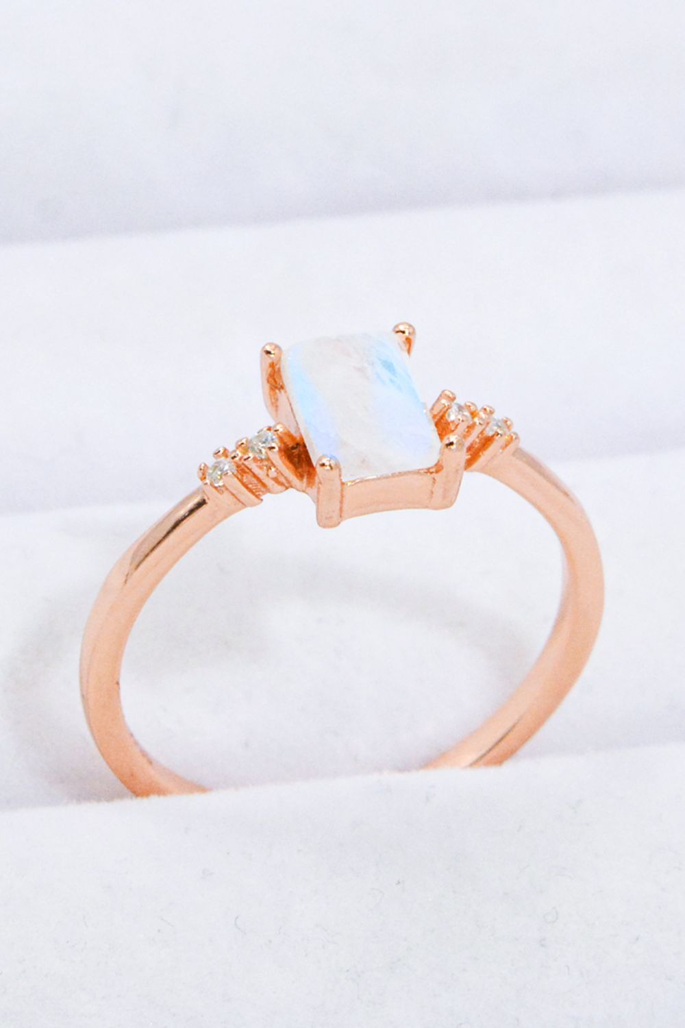 Women's Rectangle Natural Moonstone Ring