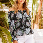 Women's Full Size Floral Tied Off-Shoulder Flounce Sleeve Peplum Blouse