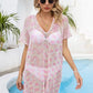 Openwork V-Neck Short Sleeve Cover Up