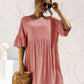 Boat Neck Flounce Sleeve Knee-Length Dress