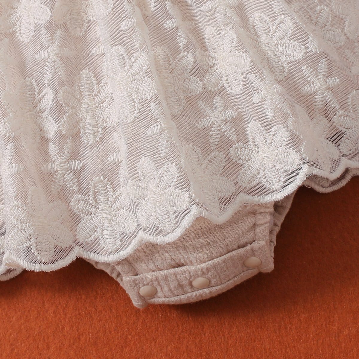 LITTLE GIRLS Apricot Two-Tone Lace Bodysuit Dress SZ 0M-18M