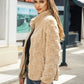 Full Size Fuzzy Checkered Zip Up Jacket