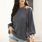 Ribbed Long Sleeve Cold Shoulder Knit Top