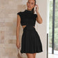 Cutout Ruched Mock Neck Mini Dress